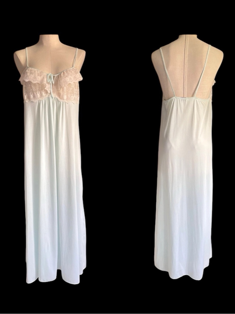 VTG Diane Von Furstenberg Blue Slip Dress Nightgown Sz M Coquette Fairy Mystical